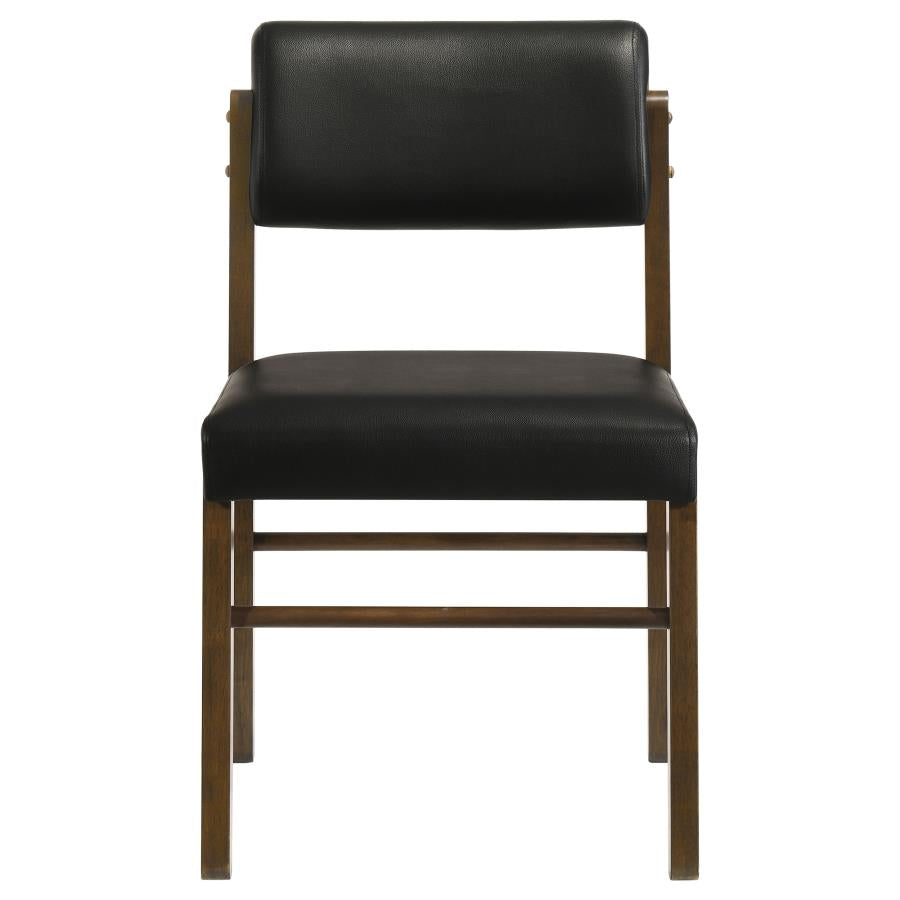 Home & Sleep Outlet - Kehoe Upholstered Dining Side Chair Black and Walnut (Set of 2)