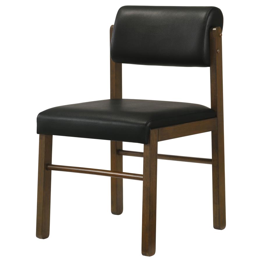 Home & Sleep Outlet - Kehoe Upholstered Dining Side Chair Black and Walnut (Set of 2)
