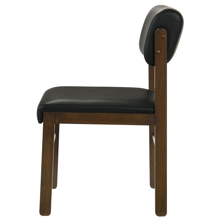 Home & Sleep Outlet - Kehoe Upholstered Dining Side Chair Black and Walnut (Set of 2)