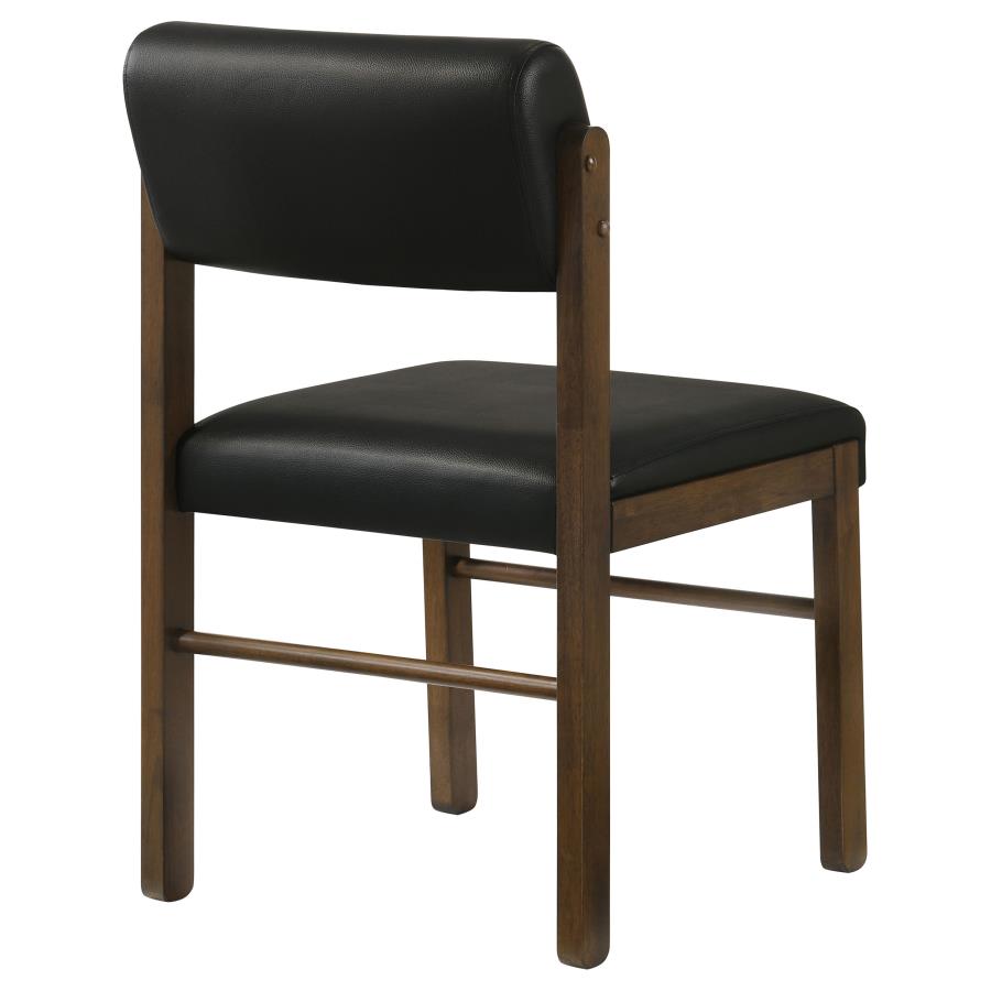 Home & Sleep Outlet - Kehoe Upholstered Dining Side Chair Black and Walnut (Set of 2)