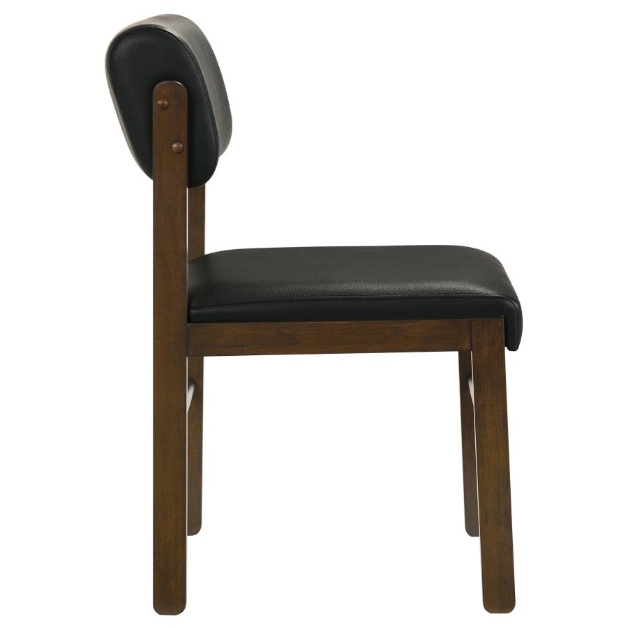 Home & Sleep Outlet - Kehoe Upholstered Dining Side Chair Black and Walnut (Set of 2)