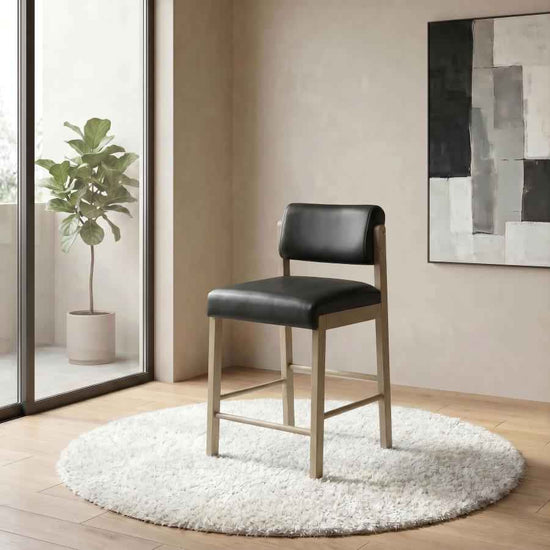 Kehoe Upholstered Counter Height Chair Black and Natural Oak (Set of 2)