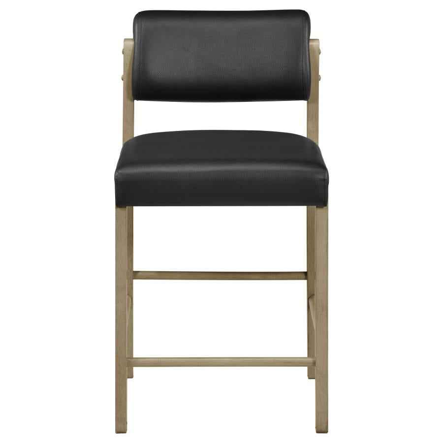 Kehoe Upholstered Counter Height Chair Black and Natural Oak (Set of 2)