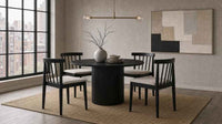 Hamlyn 5-piece Round Wood Dining Set Wheat and Black