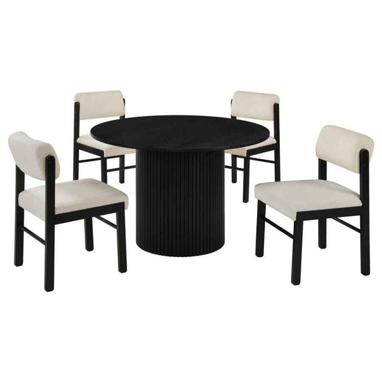 Hamlyn 5-piece Round Wood Dining Set Cream and Black