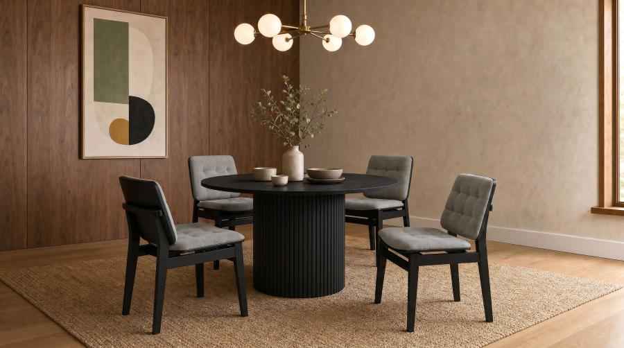 Hamlyn 5-piece Round Wood Dining Set Grey and Black