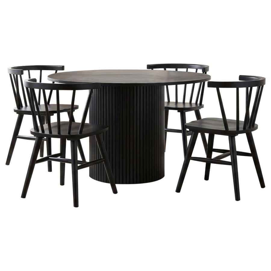 Hamlyn 5-piece Round Wood Dining Set Black