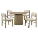 Hamlyn 5-piece Round Wood Dining Set Cream and Natural Oak