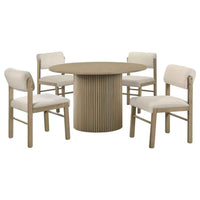 Hamlyn 5-piece Round Wood Dining Set Cream and Natural Oak
