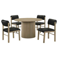 Hamlyn 5-piece Round Wood Dining Set Black and Natural Oak
