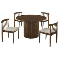 Hamlyn 5-piece Round Wood Dining Set Wheat and Walnut