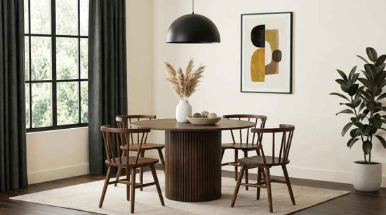 Hamlyn 5-piece Round Wood Dining Set Walnut