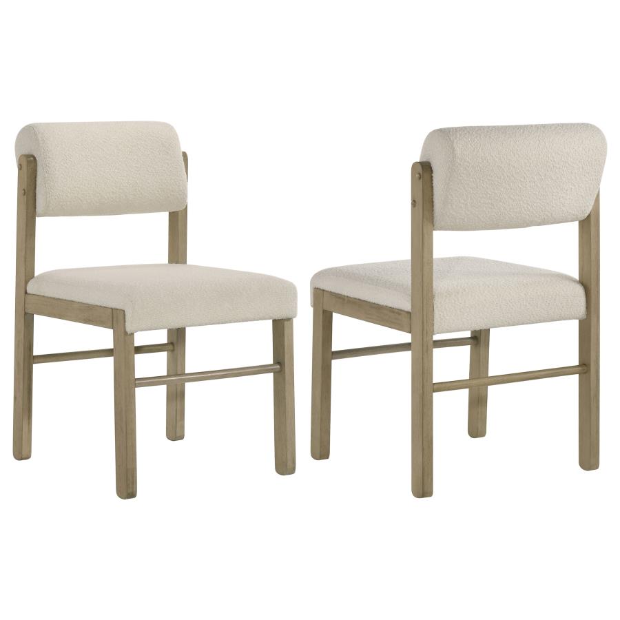 Home & Sleep Outlet - Kehoe Upholstered Dining Side Chair Cream and Natural Oak (Set of 2)