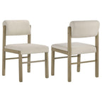 Home & Sleep Outlet - Kehoe Upholstered Dining Side Chair Cream and Natural Oak (Set of 2)