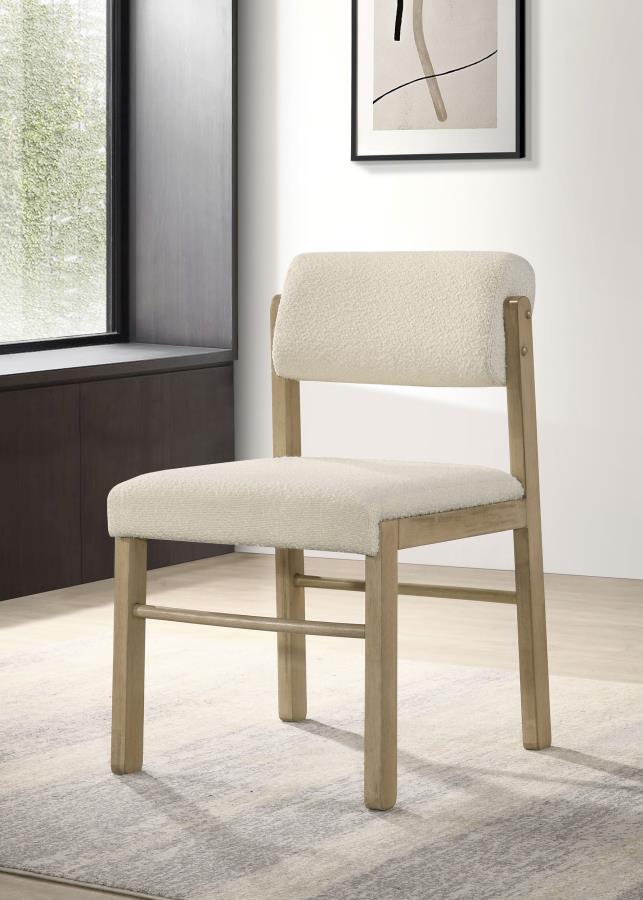 Home & Sleep Outlet - Kehoe Upholstered Dining Side Chair Cream and Natural Oak (Set of 2)