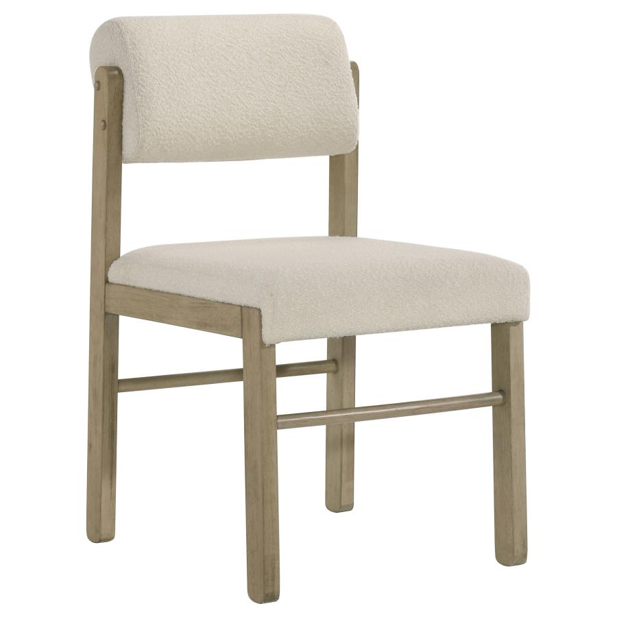 Home & Sleep Outlet - Kehoe Upholstered Dining Side Chair Cream and Natural Oak (Set of 2)