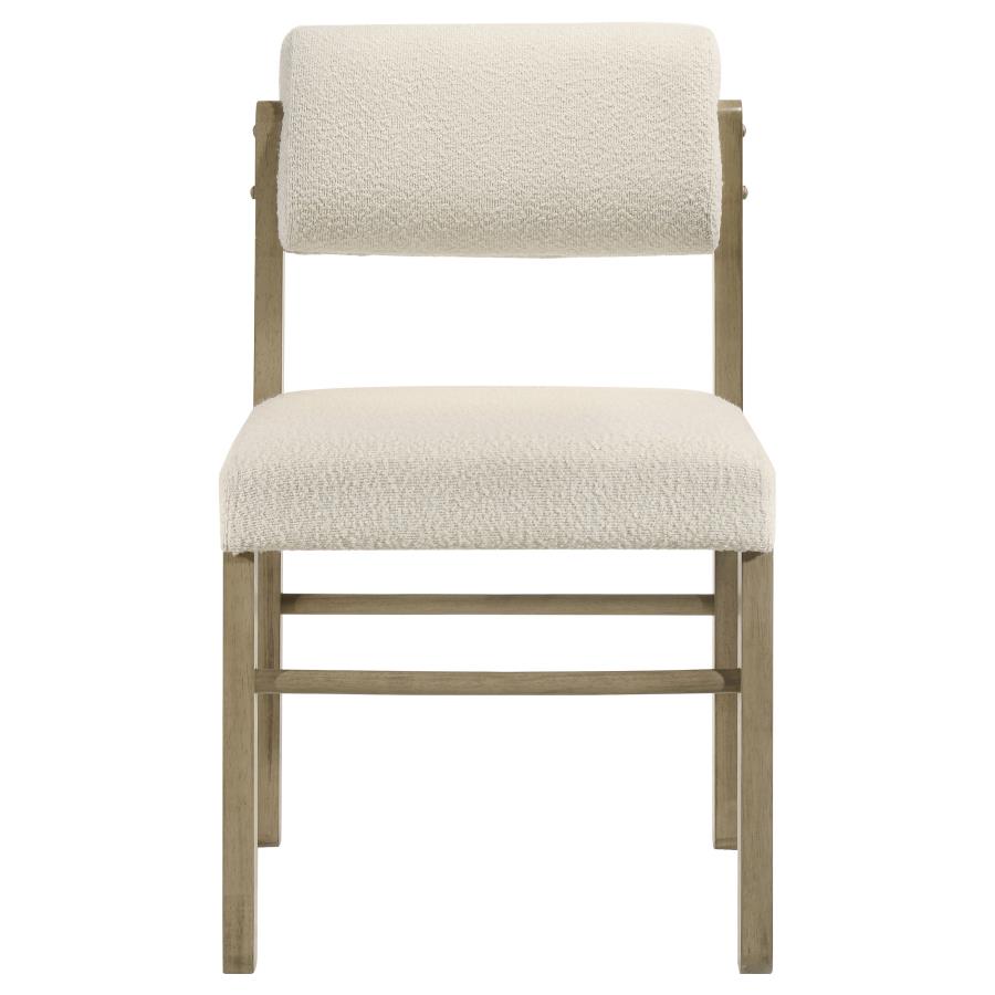 Home & Sleep Outlet - Kehoe Upholstered Dining Side Chair Cream and Natural Oak (Set of 2)