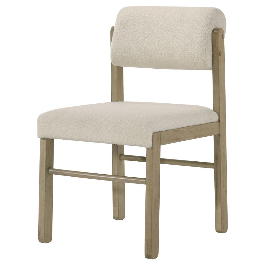 Home & Sleep Outlet - Kehoe Upholstered Dining Side Chair Cream and Natural Oak (Set of 2)