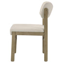 Kehoe Upholstered Dining Side Chair Cream and Natural Oak (Set of 2)