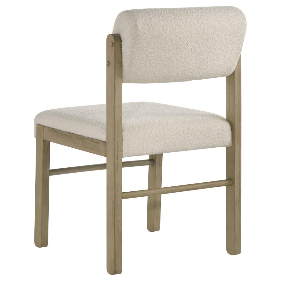 Home & Sleep Outlet - Kehoe Upholstered Dining Side Chair Cream and Natural Oak (Set of 2)