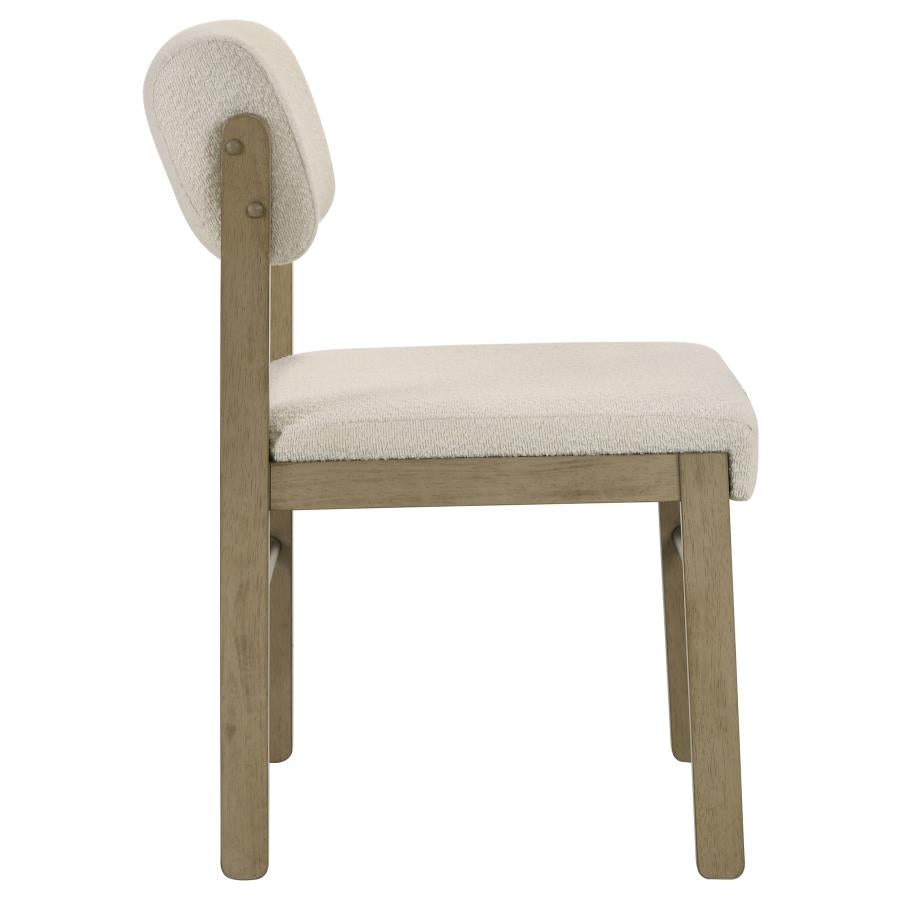 Home & Sleep Outlet - Kehoe Upholstered Dining Side Chair Cream and Natural Oak (Set of 2)