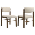 Home & Sleep Outlet - Kehoe Upholstered Dining Side Chair Cream and Walnut (Set of 2)