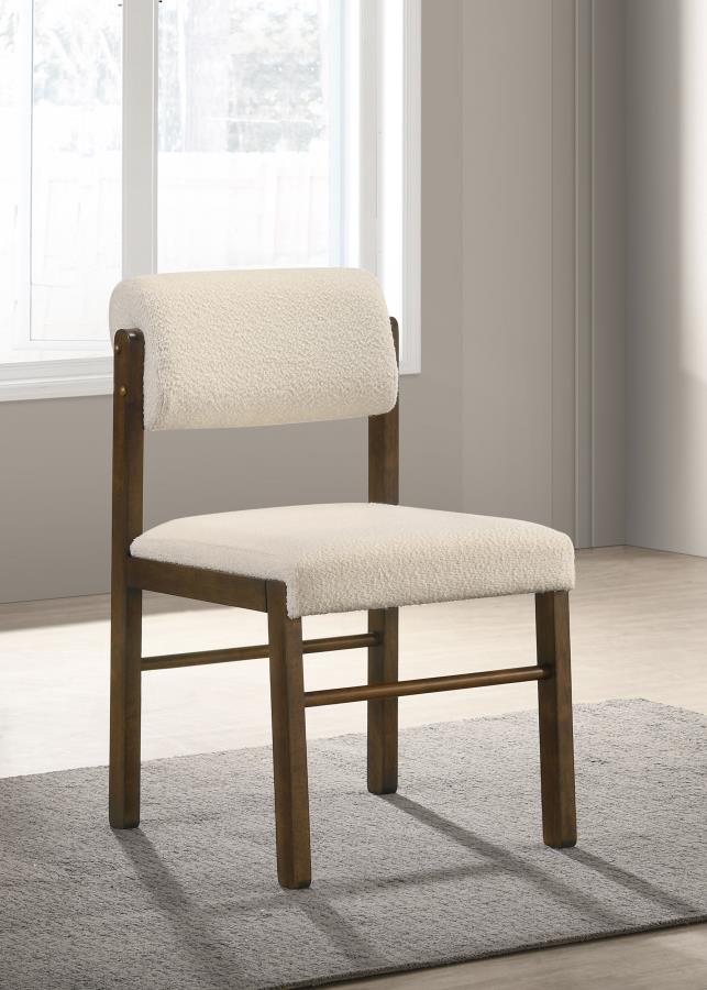 Home & Sleep Outlet - Kehoe Upholstered Dining Side Chair Cream and Walnut (Set of 2)