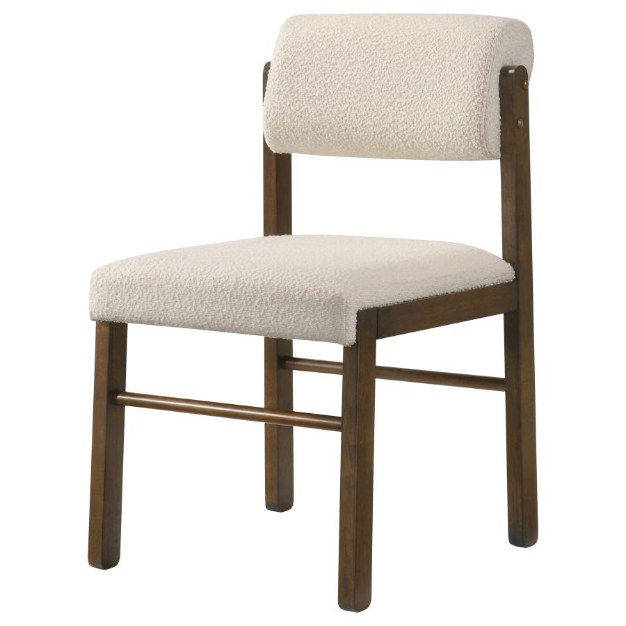 Home & Sleep Outlet - Kehoe Upholstered Dining Side Chair Cream and Walnut (Set of 2)
