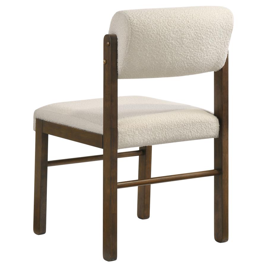 Home & Sleep Outlet - Kehoe Upholstered Dining Side Chair Cream and Walnut (Set of 2)