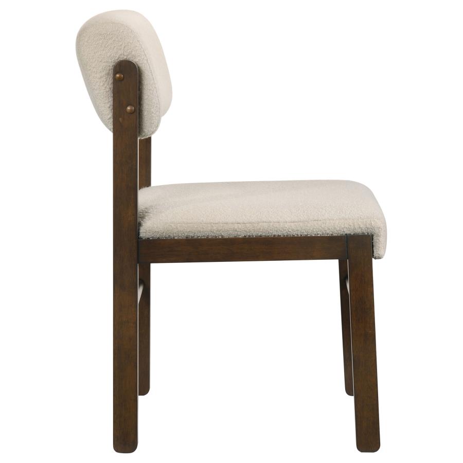 Home & Sleep Outlet - Kehoe Upholstered Dining Side Chair Cream and Walnut (Set of 2)