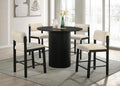 Home & Sleep Outlet - Hamlyn 5-piece Round Wood Counter Height Dining Set Cream and Black