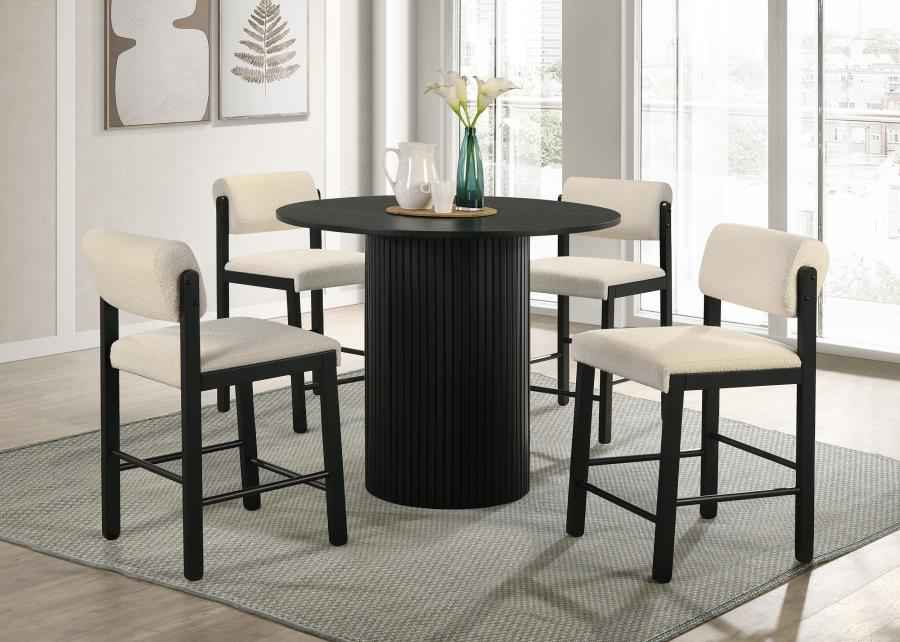 Hamlyn 5-piece Round Wood Counter Height Dining Set Cream and Black