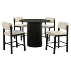 Home & Sleep Outlet - Hamlyn 5-piece Round Wood Counter Height Dining Set Cream and Black