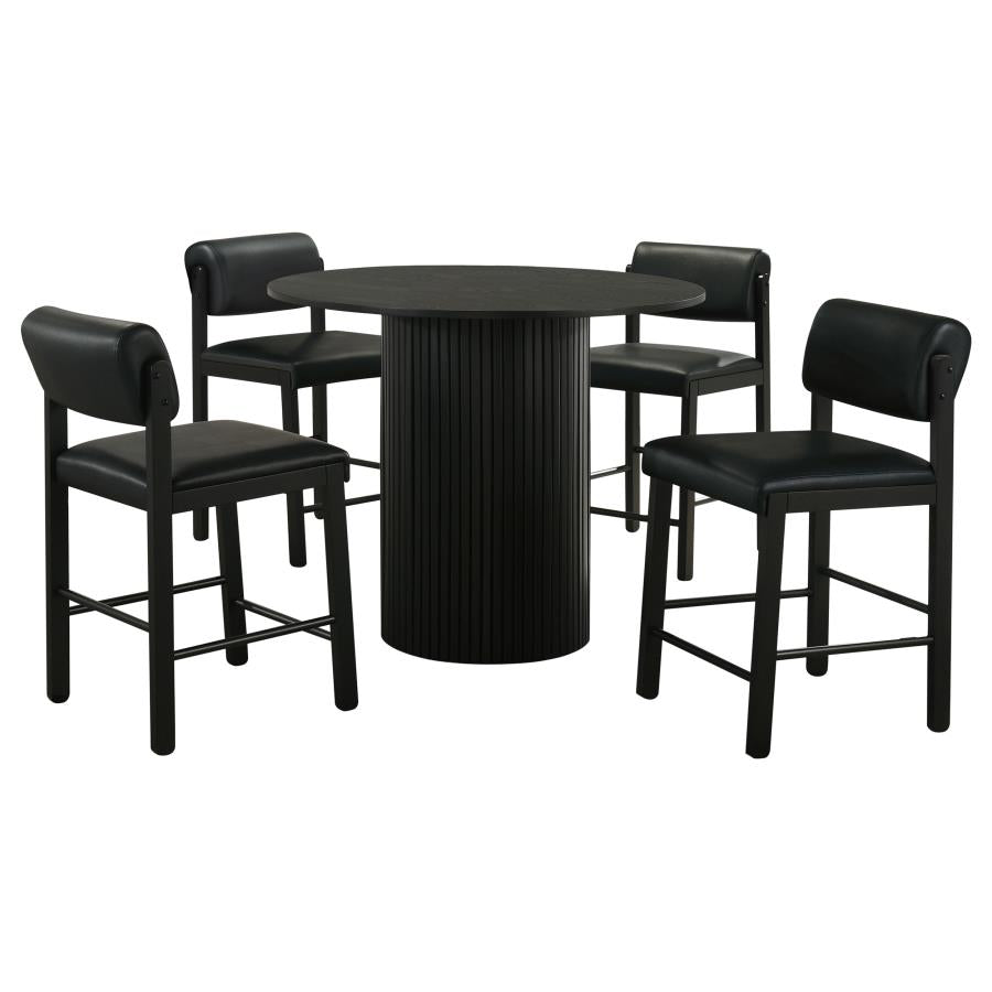Home & Sleep Outlet - Hamlyn 5-piece Round Wood Counter Height Dining Set Black