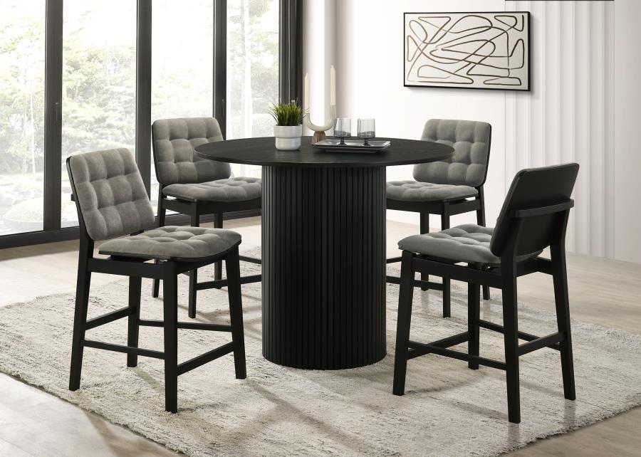 Home & Sleep Outlet - Hamlyn 5-piece Round Wood Counter Height Dining Set Grey and Black