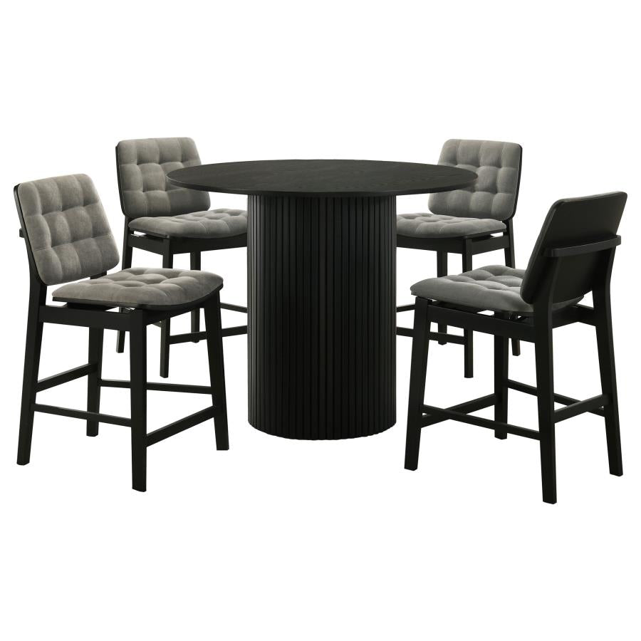 Home & Sleep Outlet - Hamlyn 5-piece Round Wood Counter Height Dining Set Grey and Black