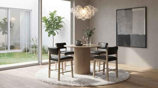Hamlyn 5-piece Round Wood Counter Height Dining Set Black and Natural Oak