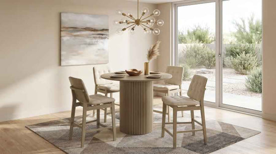 Hamlyn 5-piece Round Wood Counter Height Dining Set Cream and Natural Oak