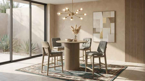 Hamlyn 5-piece Round Wood Counter Height Dining Set Grey and Natural Oak