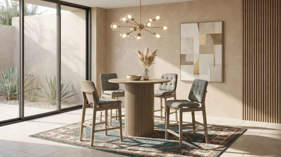 Hamlyn 5-piece Round Wood Counter Height Dining Set Grey and Natural Oak