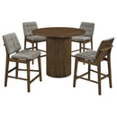 Hamlyn 5-piece Round Wood Counter Height Dining Set Grey and Walnut