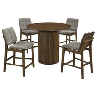 Hamlyn 5-piece Round Wood Counter Height Dining Set Grey and Walnut
