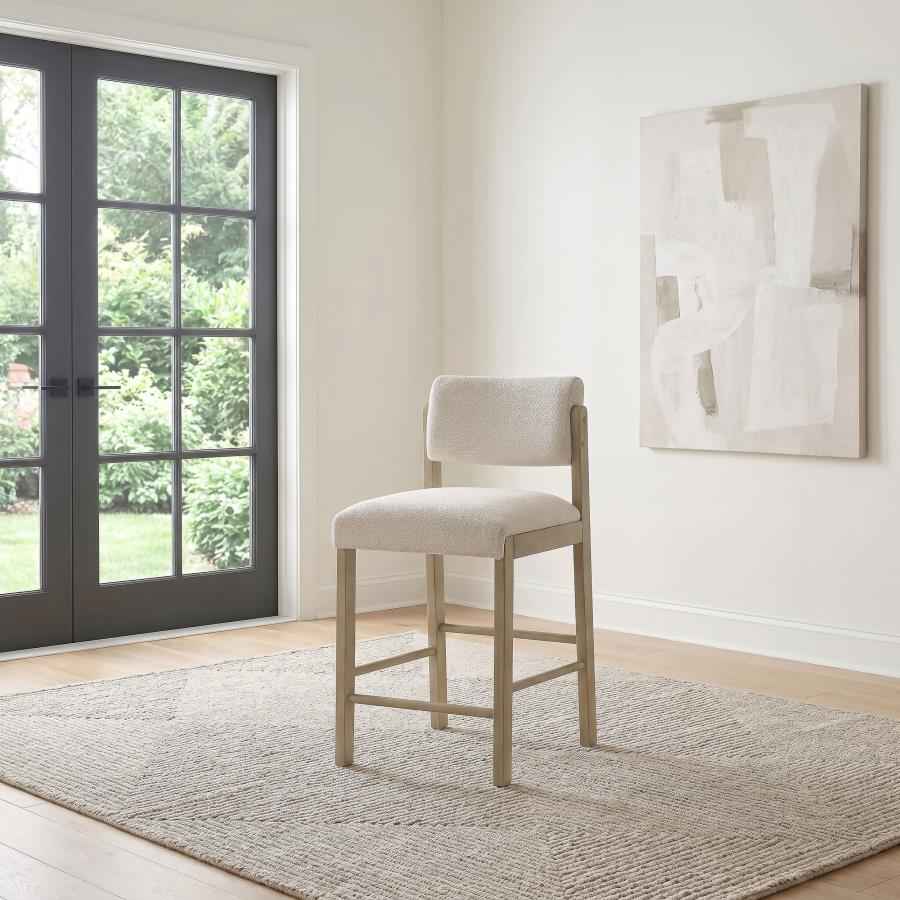 Kehoe Upholstered Counter Height Chair Cream and Natural Oak (Set of 2)