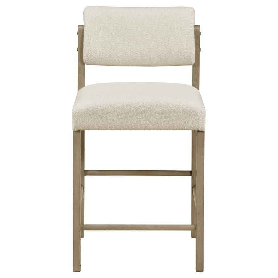 Kehoe Upholstered Counter Height Chair Cream and Natural Oak (Set of 2)