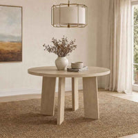 Strouse 47-inch Round Wood Dining Room Table Natural Oak