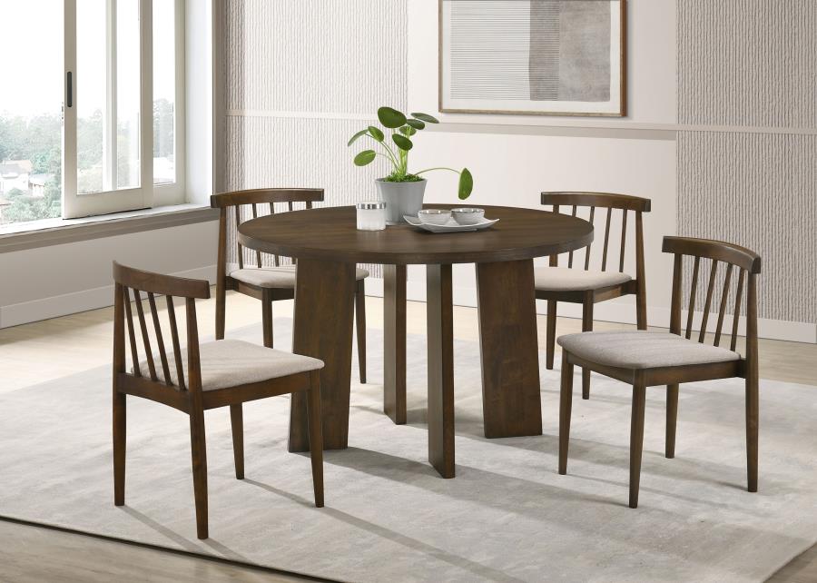 Home & Sleep Outlet - Strouse 5-piece Dining Set Wheat and Walnut