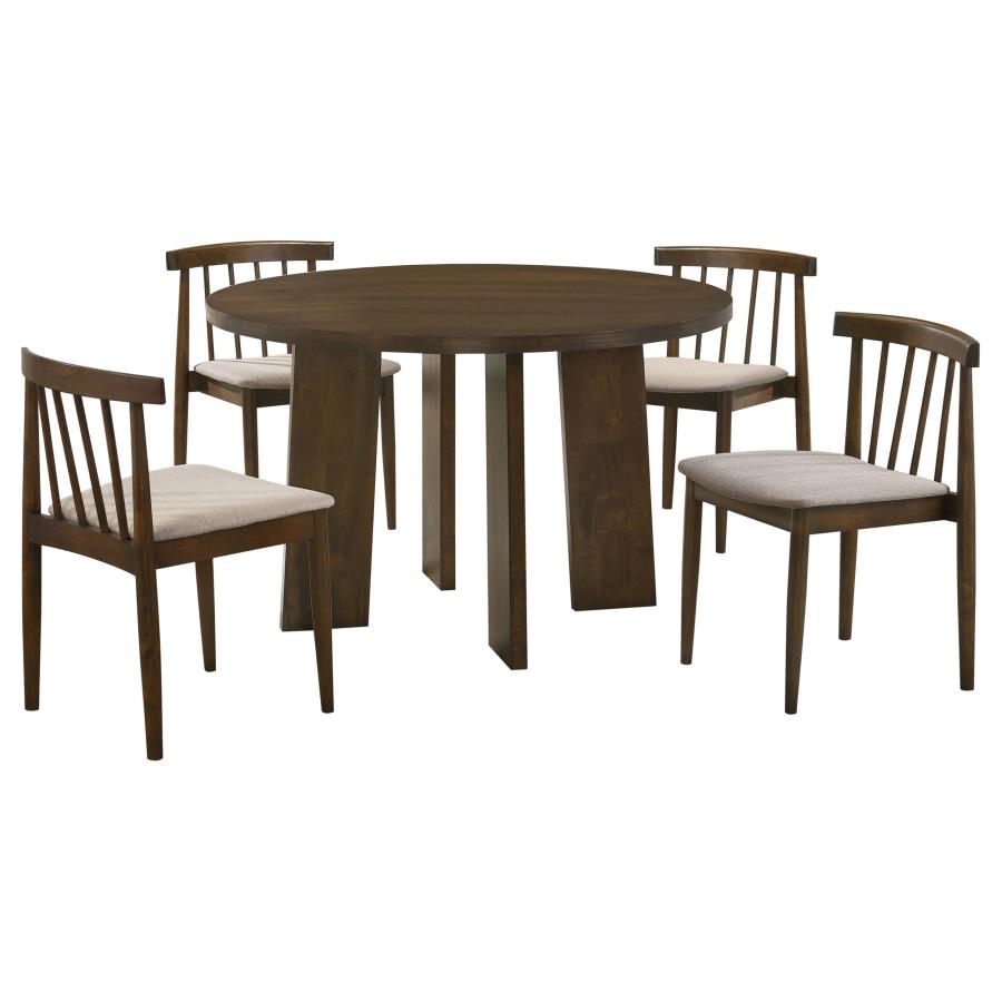 Home & Sleep Outlet - Strouse 5-piece Dining Set Wheat and Walnut