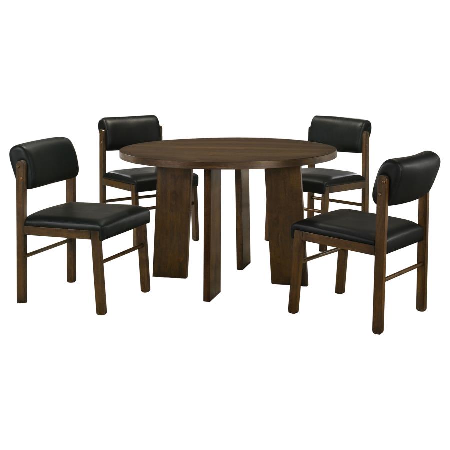 Home & Sleep Outlet - Strouse 5-piece Dining Set Black and Walnut