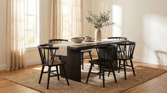 Decker 7-piece 82-inch Rectangular Dining Set Black