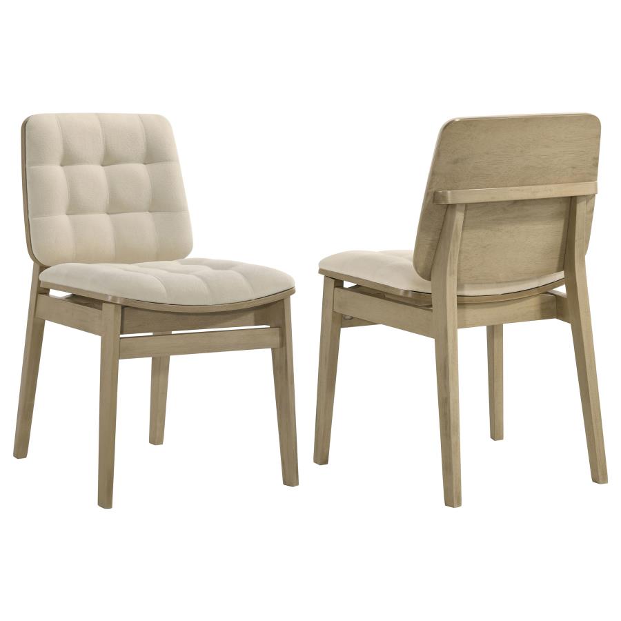Home & Sleep Outlet - Redbridge Velvet Upholstered Side Chair Cream and Natural Oak (Set of 2)